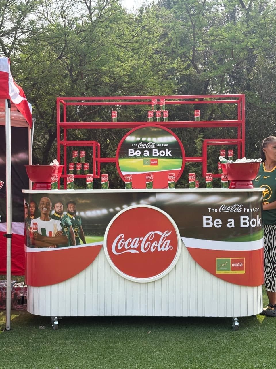 Coca-Cola ‘Be a Bok’ branded bar built by Bluebell for an outdoor activation